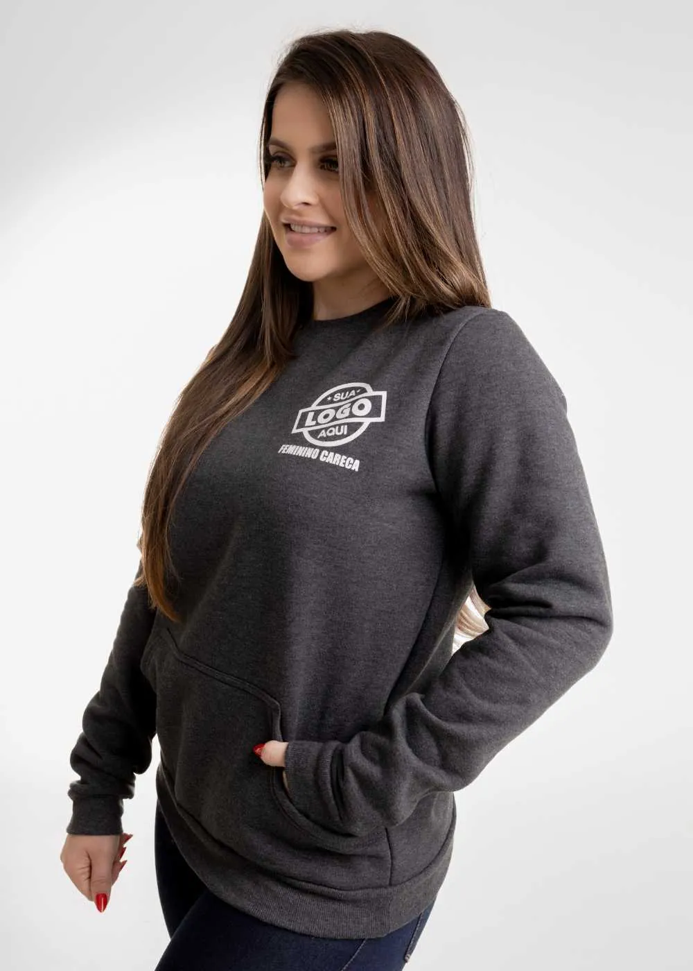 Blusa de Moletom Feminina sem Capuz — Foto 1